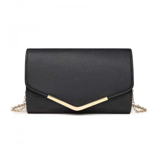 LH2064 - Miss Lulu Vegan Envelope Clutch Bag - Black sold by Beagle Boutique product image thumbnail 2