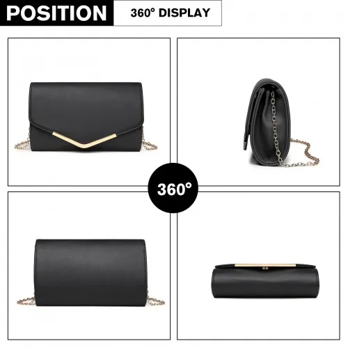 LH2064 - Miss Lulu Vegan Envelope Clutch Bag - Black sold by Beagle Boutique product image thumbnail 3