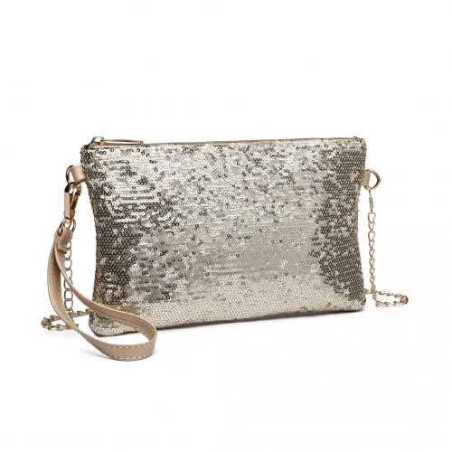LH1765 - Miss Lulu Sequins Clutch Evening Bag Light - Gold sold by Beagle Boutique product image thumbnail 2