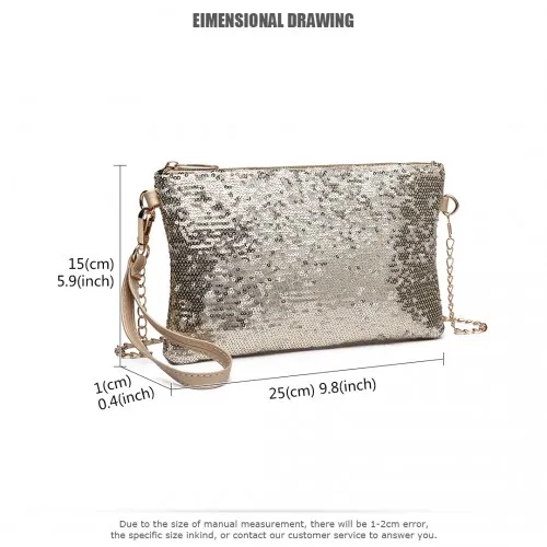 LH1765 - Miss Lulu Sequins Clutch Evening Bag Light - Gold sold by Beagle Boutique product image thumbnail 5