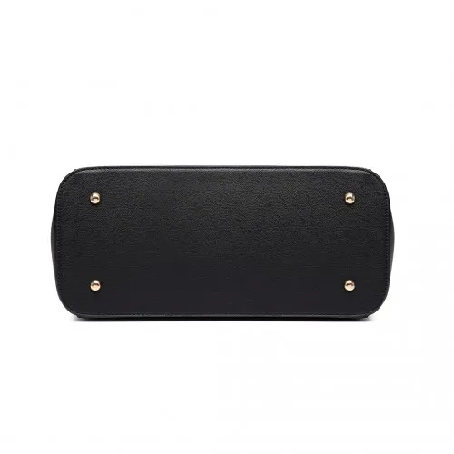 LM1642-1 - Miss Lulu Faux Leather Adjustable Handle Tote Bag - Black sold by Beagle Boutique product image thumbnail 4