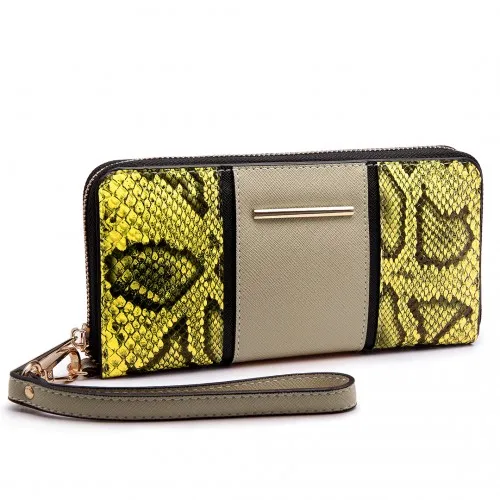 LP6681 - Miss Lulu Snake Print Panel Long Purse Khaki sold by Beagle Boutique product image thumbnail 2
