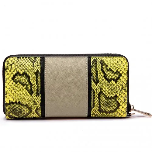 LP6681 - Miss Lulu Snake Print Panel Long Purse Khaki sold by Beagle Boutique product image thumbnail 3