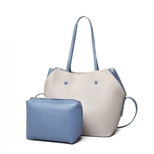 LH1908 - MISS LULU 2 PIECE MULTI-WAY SHOULDER TOTE BAG - GREY sold by Beagle Boutique