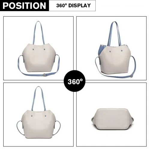 LH1908 - MISS LULU 2 PIECE MULTI-WAY SHOULDER TOTE BAG - GREY sold by Beagle Boutique product image thumbnail 3