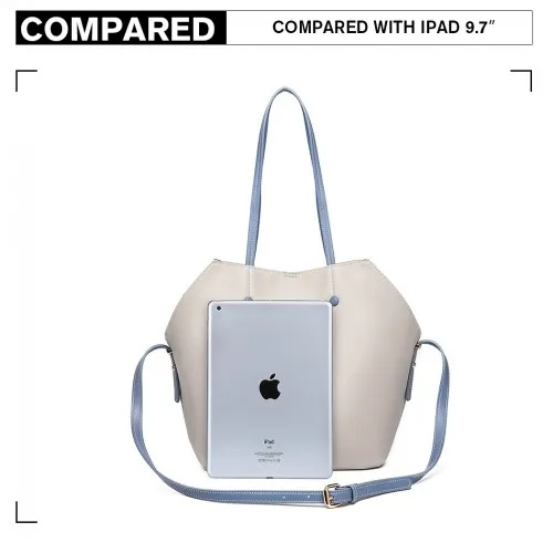 LH1908 - MISS LULU 2 PIECE MULTI-WAY SHOULDER TOTE BAG - GREY sold by Beagle Boutique product image thumbnail 5