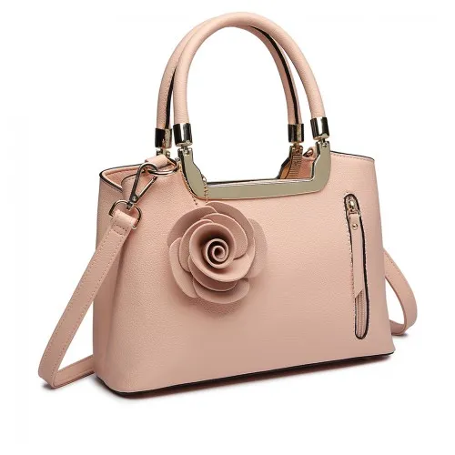 LG1847 - MISS LULU PU LEATHER ROSE HANGING ORNAMENT HANDBAG - PINK sold by Beagle Boutique product image thumbnail 2