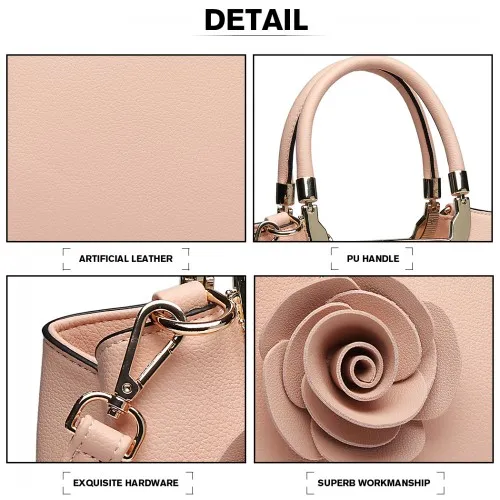 LG1847 - MISS LULU PU LEATHER ROSE HANGING ORNAMENT HANDBAG - PINK sold by Beagle Boutique product image thumbnail 4