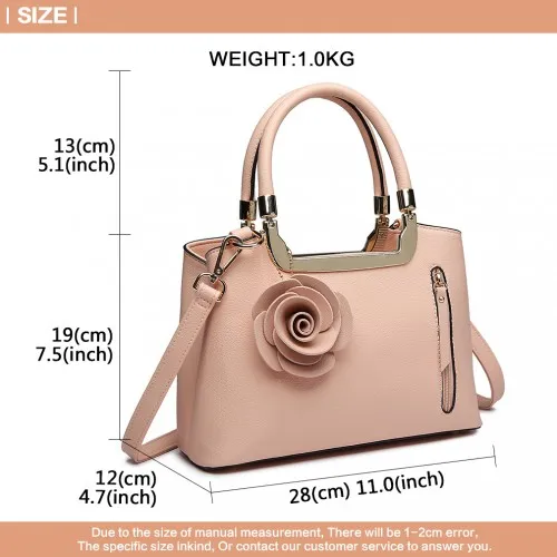 LG1847 - MISS LULU PU LEATHER ROSE HANGING ORNAMENT HANDBAG - PINK sold by Beagle Boutique product image thumbnail 5