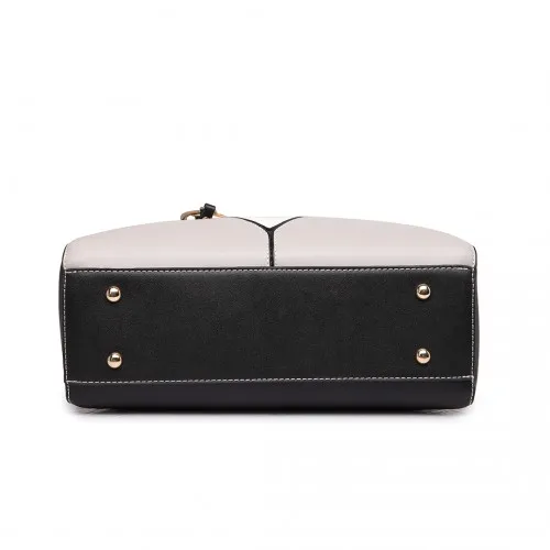 LG1641 - Miss Lulu Leather Look V-Shape Shoulder Handbag - Grey sold by Beagle Boutique product image thumbnail 4