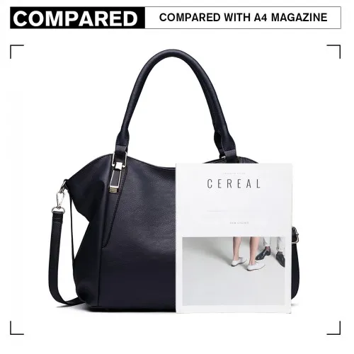 S1716 - Miss Lulu Soft Leather Elegant Simple Shoulder Bag - Navy sold by Beagle Boutique product image thumbnail 5
