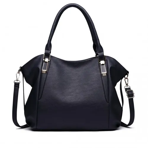 S1716 - Miss Lulu Soft Leather Elegant Simple Shoulder Bag - Navy sold by Beagle Boutique product image thumbnail 2