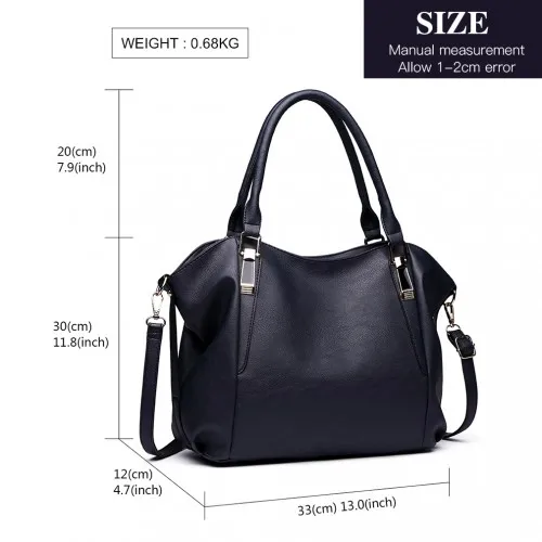 S1716 - Miss Lulu Soft Leather Elegant Simple Shoulder Bag - Navy sold by Beagle Boutique product image thumbnail 4