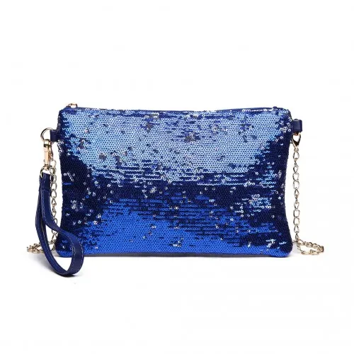 LH1765 - Miss Lulu Sequins Clutch Evening Bag - Navy sold by Beagle Boutique