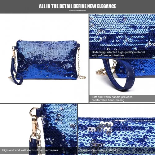 LH1765 - Miss Lulu Sequins Clutch Evening Bag - Navy sold by Beagle Boutique product image thumbnail 4