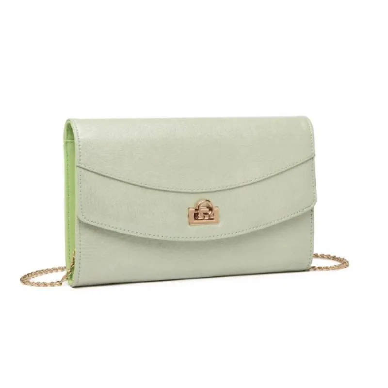 LP2219 - Miss Lulu Elegant Flap Clutch Leather Chain Evening Bag - Green sold by Beagle Boutique