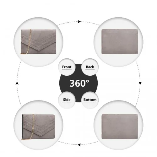 LP1963 - MISS LULU CHEVRON ENVELOPE CLUTCH BAG - GREY sold by Beagle Boutique product image thumbnail 3