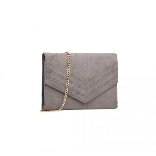 LP1963 - MISS LULU CHEVRON ENVELOPE CLUTCH BAG - GREY sold by Beagle Boutique