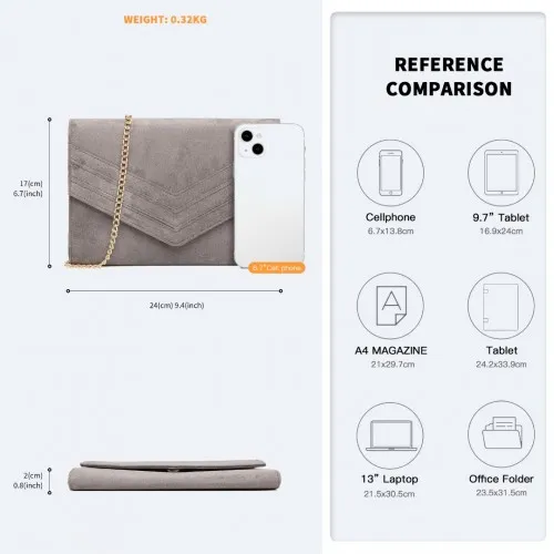 LP1963 - MISS LULU CHEVRON ENVELOPE CLUTCH BAG - GREY sold by Beagle Boutique product image thumbnail 4