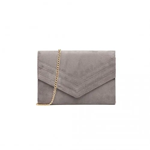LP1963 - MISS LULU CHEVRON ENVELOPE CLUTCH BAG - GREY sold by Beagle Boutique product image thumbnail 2