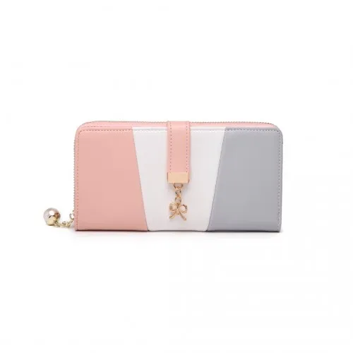 LP2030 - Miss Lulu Tri Colour Women's Leather Look Purse - Grey sold by Beagle Boutique product image thumbnail 2
