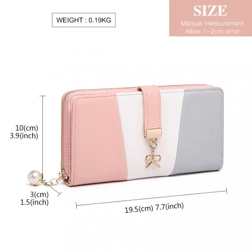 LP2030 - Miss Lulu Tri Colour Women's Leather Look Purse - Grey sold by Beagle Boutique product image thumbnail 4