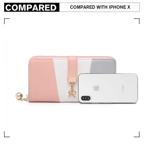 LP2030 - Miss Lulu Tri Colour Women's Leather Look Purse - Grey sold by Beagle Boutique product image thumbnail 5