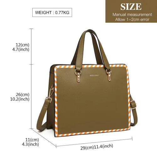 LT1953 - Miss Lulu Stripe Design Shoulder Bag - Green sold by Beagle Boutique product image thumbnail 4