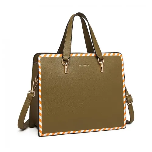 LT1953 - Miss Lulu Stripe Design Shoulder Bag - Green sold by Beagle Boutique