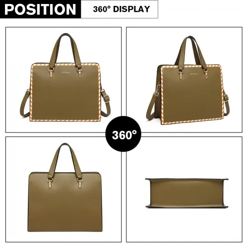 LT1953 - Miss Lulu Stripe Design Shoulder Bag - Green sold by Beagle Boutique product image thumbnail 3