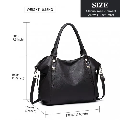 S1716 - Miss Lulu Soft Leather Elegant Simple Shoulder Bag - Black sold by Beagle Boutique product image thumbnail 4