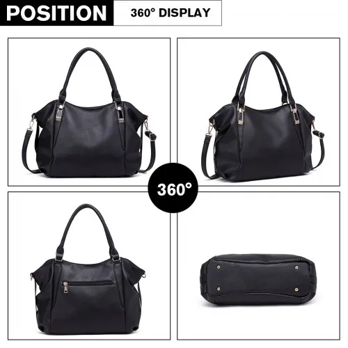 S1716 - Miss Lulu Soft Leather Elegant Simple Shoulder Bag - Black sold by Beagle Boutique product image thumbnail 3