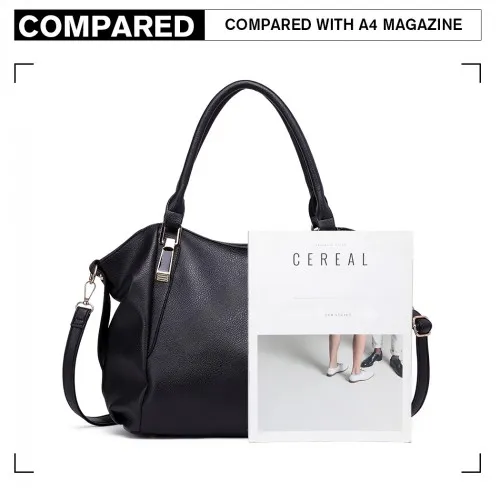 S1716 - Miss Lulu Soft Leather Elegant Simple Shoulder Bag - Black sold by Beagle Boutique product image thumbnail 5