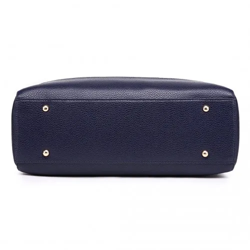 LT1726 - Miss Lulu Textured PU Leather Medium Size Classic Tote Bag Shoulder Bag Navy sold by Beagle Boutique product image thumbnail 5