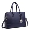 LT1726 - Miss Lulu Textured PU Leather Medium Size Classic Tote Bag Shoulder Bag Navy sold by Beagle Boutique