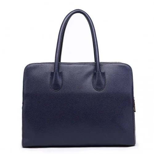 LT1726 - Miss Lulu Textured PU Leather Medium Size Classic Tote Bag Shoulder Bag Navy sold by Beagle Boutique product image thumbnail 4