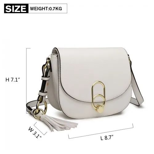 LZ1831 - MISS LULU CROSS BODY SADDLE BAG - WHITE sold by Beagle Boutique product image thumbnail 3