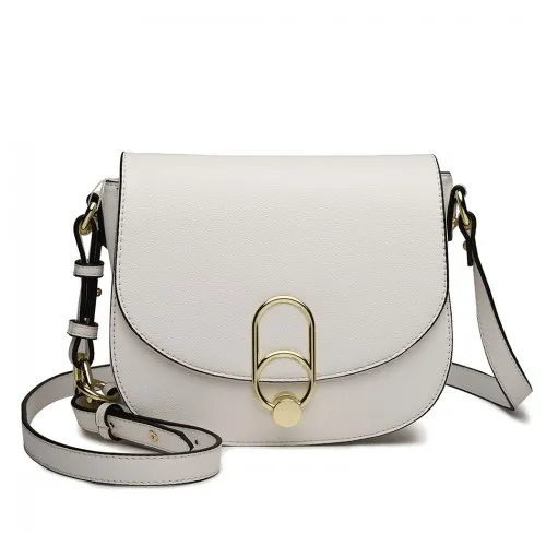 LZ1831 - MISS LULU CROSS BODY SADDLE BAG - WHITE sold by Beagle Boutique
