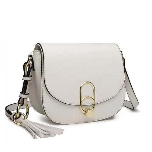 LZ1831 - MISS LULU CROSS BODY SADDLE BAG - WHITE sold by Beagle Boutique product image thumbnail 2