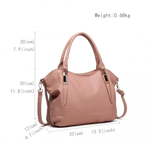 S1716 - Miss Lulu Soft Leather Elegant Simple Shoulder Bag - Nude sold by Beagle Boutique product image thumbnail 4