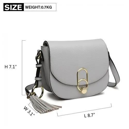 LZ1831 - MISS LULU CROSS BODY SADDLE BAG - GREY sold by Beagle Boutique product image thumbnail 3