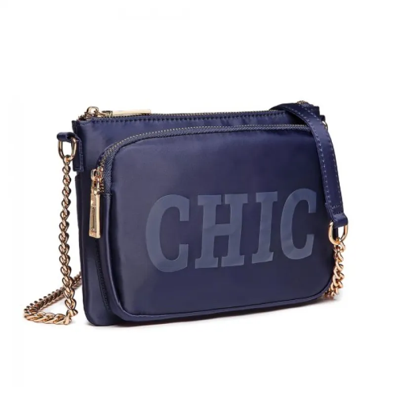 LT6855 - Miss Lulu 'Chic' Chain Shoulder Bag - Blue sold by Beagle Boutique