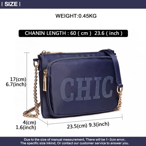 LT6855 - Miss Lulu 'Chic' Chain Shoulder Bag - Blue sold by Beagle Boutique product image thumbnail 5