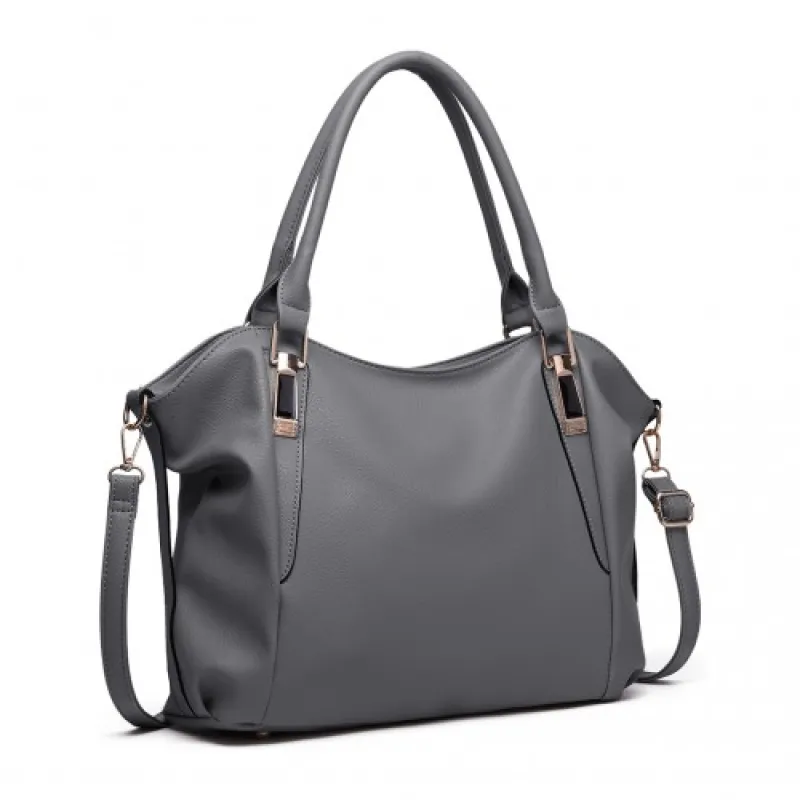 S1716 - Miss Lulu Soft Leather Elegant Simple Shoulder Bag - Dark Grey sold by Beagle Boutique