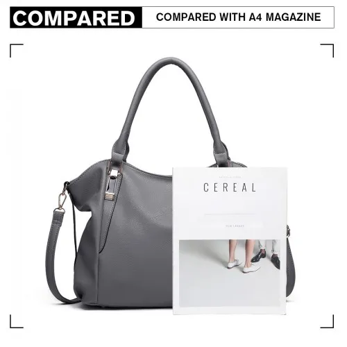 S1716 - Miss Lulu Soft Leather Elegant Simple Shoulder Bag - Dark Grey sold by Beagle Boutique product image thumbnail 5