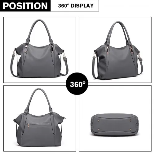S1716 - Miss Lulu Soft Leather Elegant Simple Shoulder Bag - Dark Grey sold by Beagle Boutique product image thumbnail 3