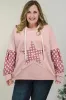 Delicacy Star Patch Graphic Floral Color Block Drawstring Plus Size Hoodie sold by Beagle Boutique
