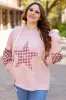 Delicacy Star Patch Graphic Floral Color Block Drawstring Plus Size Hoodie sold by Beagle Boutique