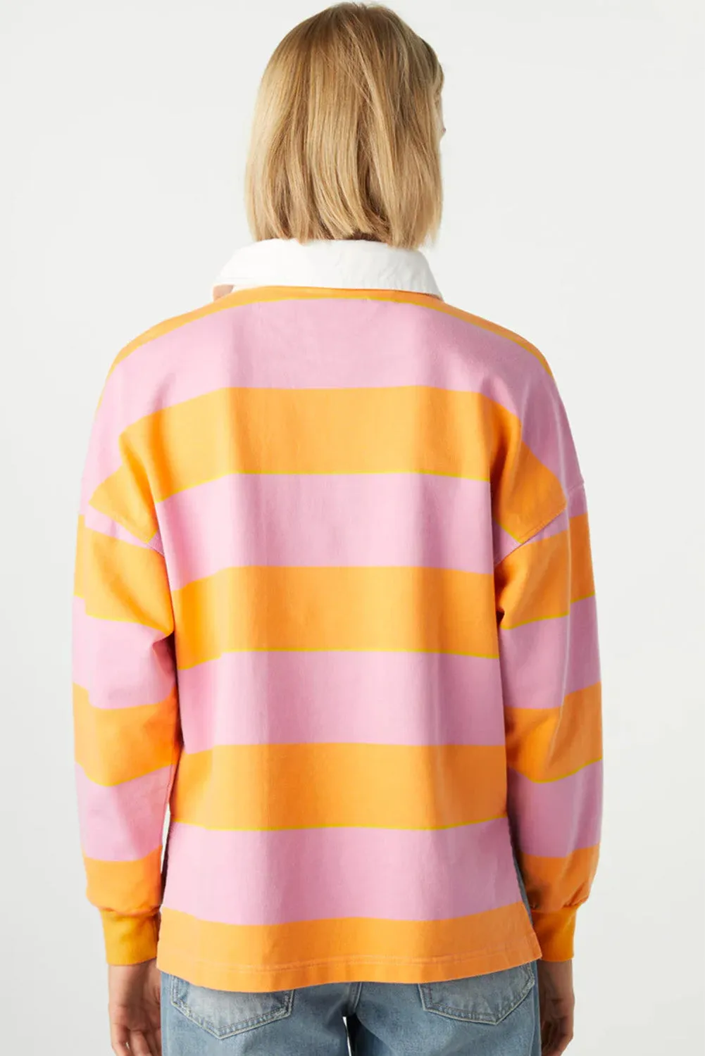 Yellow Stripe Colour Block Polo Collar Sweatshirt sold by Beagle Boutique product image thumbnail 3