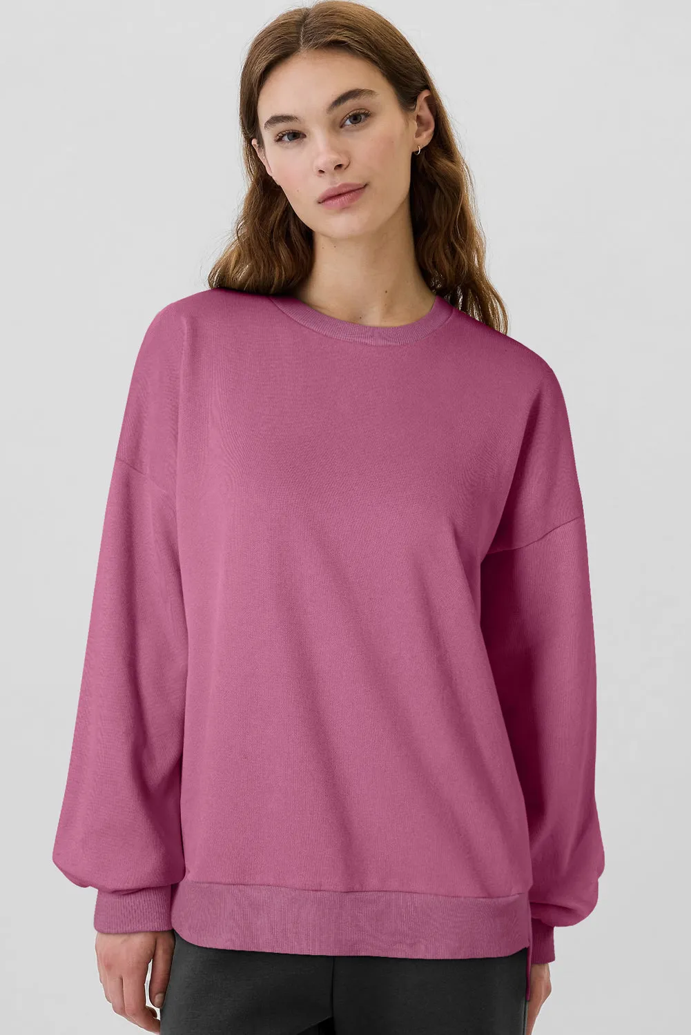 Valerian Solid Fleece Lined Drop Shoulder High Low Sweatshirt sold by Beagle Boutique product image thumbnail 3